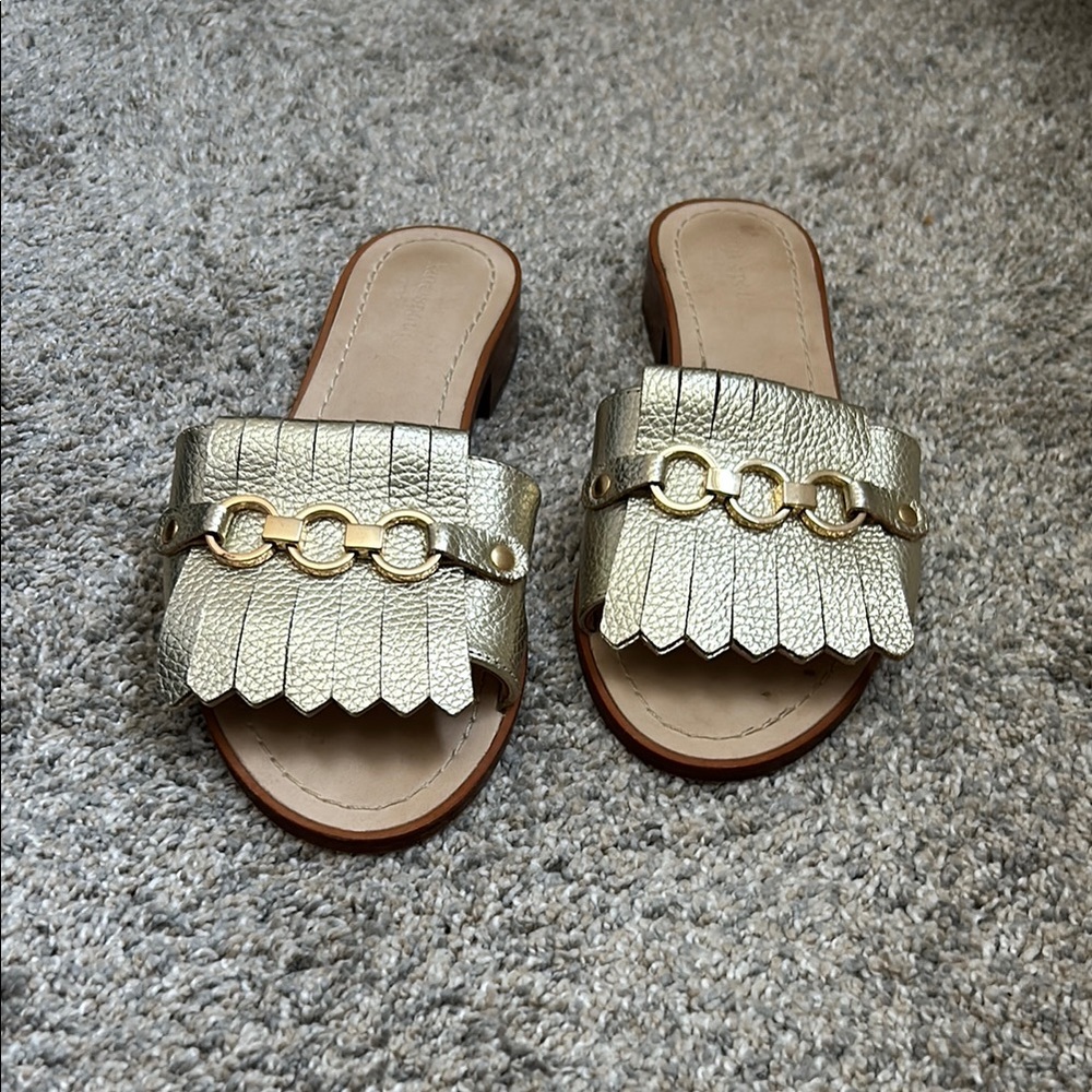 Chic Gold Fringe Slide Sandals